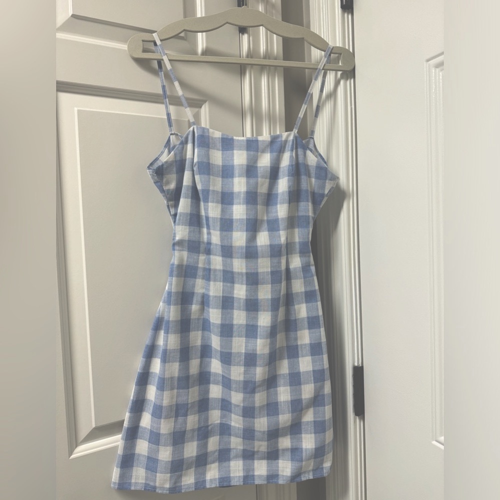 Aqua Blue and White Spaghetti Strap Sundress